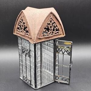 Gothic Metal Glass Lantern Vintage Candle Holder Victorian Patio Decor Accent